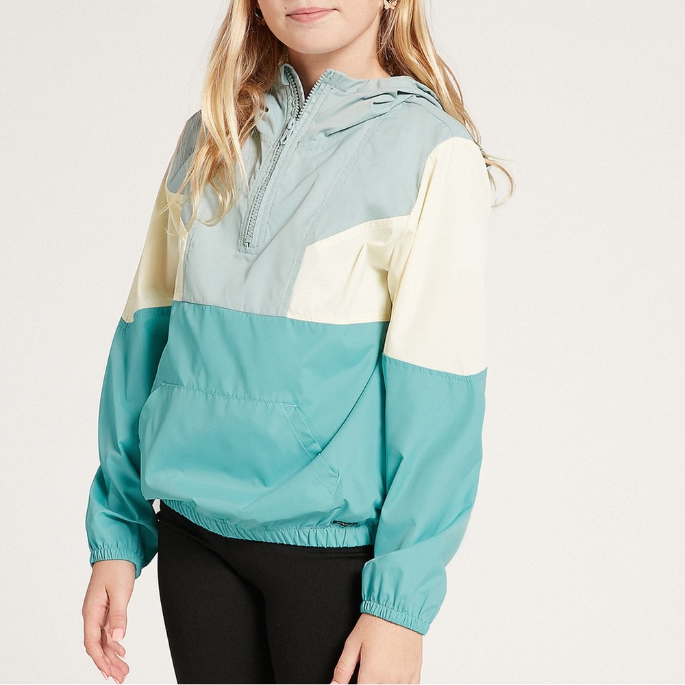 NWT Volcom Girls Juniors Colorblock Water Resistant Windbreaker Spring Jacket